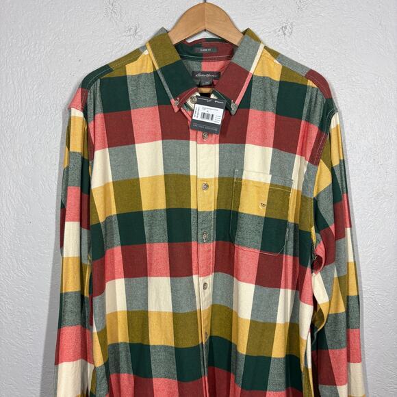 NEW! Eddie Bauer Long Sleeve Button Down Shirt Casual Plaid Fall - TXL - Picture 2 of 4